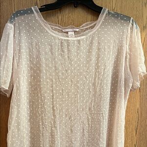 Victoria's Secret Light Pink Sheer Polka Dot Blouse size XL